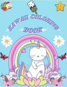 Paperback kawaii coloring book: kawaii unicorn rainbow Doodle coloring book