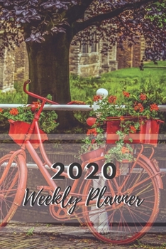 Paperback Weekly Planner: 52 week planner and month at a glance, Orange Bicycle with Basket of Orange Geranium Flowers Book