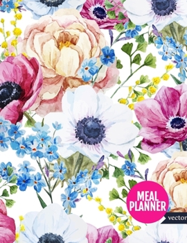 Meal Planner: Pretty 52 Weeks Pages for Tracking and Planning your Meals, Grocery Shopping List, Food Planner Prep Book | Large 8.5 x 11 Inch | 110 Pages - AXL 0009126