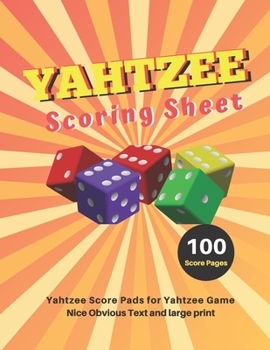 Paperback Yahtzee Scoring Sheet: V.8 Yahtzee Score Pads for Yahtzee Game Nice Obvious Text and large print yahtzee score card 8.5 by 11 inch [Large Print] Book