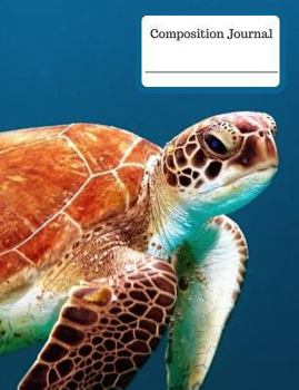 Paperback Composition Journal - Sea Turtle Swimming (Wide Ruled): 100 Wide Ruled Pages - Student Notebook Book