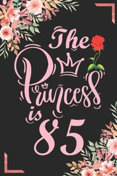 The Princess Is 85: 85th Birthday & Anniversary Notebook Flower Wide Ruled Lined Journal 6x9 Inch ( Legal ruled ) Family Gift Idea Mom Dad or Kids in Holidays - Marble & Red Love Flowers Cover