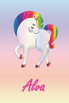 Alva: Personalisiertes individualisiertes Einhorn Notizbuch / pers�nliches Tagebuch / Schreibheft / Logbuch / Planer / Vokabelheft / Notizen - 6 x 9 Zoll (ca. DIN A5), 110 linierte Seiten mit Datumsli