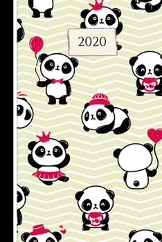 Paperback 2020 Panda Journal Diary: 12 Months Week to page 150 pages 6x9 with plenty of note writing space - plus Contacts - Password - Birthday lists Book