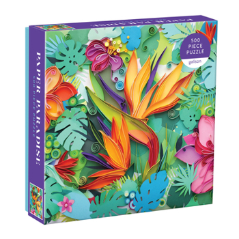 Galison Paper Paradise Puzzle, 500 Pieces, 20”x20” – Brightly Colored Scene of Paper Tropical Flowers and Plants – Challenging, Perfect for Family Fun