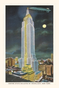 Paperback Vintage Journal Blimp, Moon over Empire State Building, New York City Book