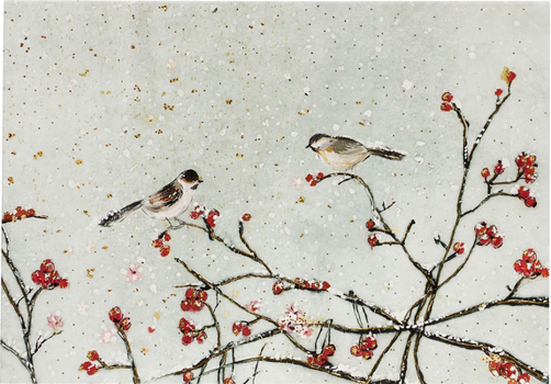 Hardcover Snowy Birds Small Boxed Holiday Cards Book