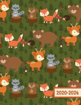 2020-2024: Five Year Monthly Planner - 60 Month Calendar Scheduler Diary for 5 Years With Notes - Deer Fox Bear Raccoon (8.5"x11")