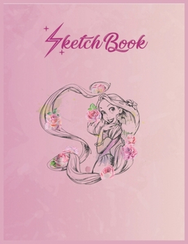 SketchBook: Disney Tangled Rapunzel Watercolor Floral Style Empty Notebook SketchBook Floral Flower Arts Notebook for Girls Teens Kids Journal Blank UnLined 110 Pages of 8.5x11 for Drawing and Paintin