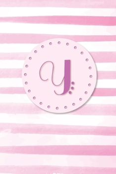 Paperback Y: Initial Monogram Blank Journal College Rule Lined 6x9 Pink Watercolor Stripes Book