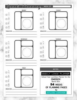 Paperback Weekly Lunch Planner: School Year Lunchbox Planner for the OmieBox Bento Box: 54 Weeks of Planning Pages Book