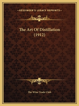 Hardcover The Art Of Distillation (1912) Book