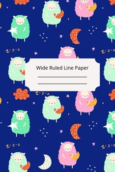 Cute Baby Sheep Theme Wide Ruled Line Paper
