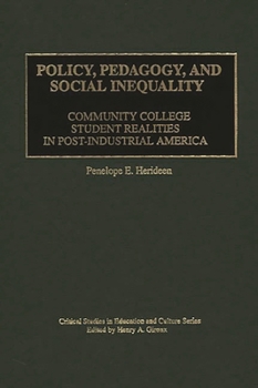 Policy, Pedagogy, and Social Inequality: Community College Student Realities in Post-Industrial America (Critical Studies in Education and Culture Series)