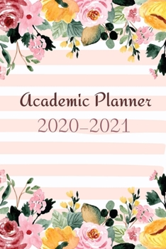 2020-2021 Academic Planner: 2 Year Pocket Calendar Schedule 24 Months and Weekly Planner Organizer with Holidays (Line And Floral Colorful)