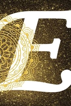 E: Personalized Dot Grid Bullet BUJO Notebook Journal Modern Gold Mandala Minimalist Initial Monogram Letter E- Many Usage Handy Travel Size For Boys Men Teens