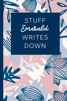 Paperback Stuff Emerald Writes Down: Personalized Journal / Notebook (6 x 9 inch) STUNNING Navy Blue and Mauve Blush Pink Pattern Book