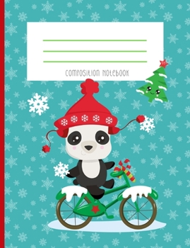 Paperback Composition Notebook: Kawaii Face Panda Christmas Bike Red Beanie Snowflake Winter Kawaii Face Christmas Tree Journal And Notebook Book