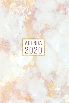 Agenda: Planificateur Organisateur Semainier | 1 Semaine sur 2 Pages | Planner Mensuel | Format A5 | Motif Marbre Rose Or (Janvier à Décembre 2020) (French Edition)
