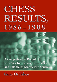 Paperback Chess Results, 1986-1988: A Comprehensive Record with 843 Tournament Crosstables and 130 Match Scores, with Sources Book