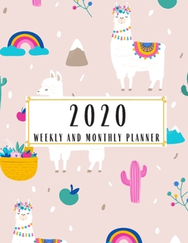 Paperback 2020 Weekly And Monthly Planner: Llama 8 x 11 Planner Lesson Student Study Teacher Plan book Peace Happy Productivity Stress Management Time Agenda Di Book