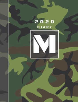 Paperback Personalised 2020 Diary Week To View Planner: A4 Letter M Dark Green And Black Camo Camouflage Organiser And Planner For The Year Ahead, School, Busin Book