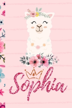 Sophia Journal: Personalized Name Journal For Girls And Women - Cute And Funny Llama Alpaca Notebook 6x9 blank lined journal diary With Pink Glitter Name