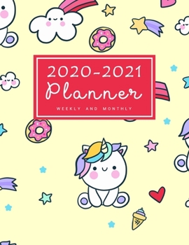 2020-2021 Weekly And Monthly Planner: Calendar Schedule, Squares Quad Ruled Notes, Dot Notes, No Holiday(January 2020 through December 2021) 8.5" x 11" Unicorn Kawaii