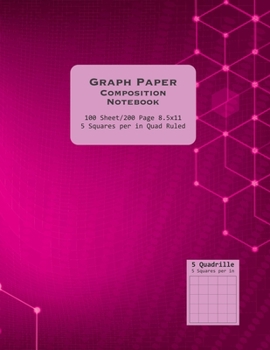 Paperback Pink 8.5x11 Graph Paper Composition Notebook.: 5 Squares Per Inch Quad Ruled, 100 Sheets (200 pages). Book