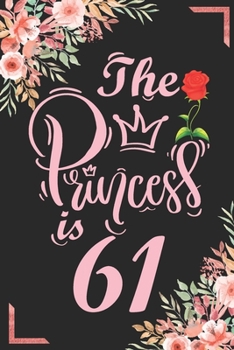The Princess Is 61: 61st Birthday & Anniversary Notebook Flower Wide Ruled Lined Journal 6x9 Inch ( Legal ruled ) Family Gift Idea Mom Dad or Kids in Holidays - Marble & Red Love Flowers Cover