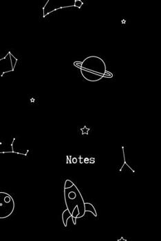 Notes: Cool Journals for Boys Girls Teen Friend Him Her, Rocket Planets Black Notebook, 6" x 9" Ruled White Paper, 100 pages
