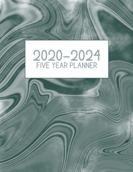 2020-2024 Five Year Planner: Jan 2020-Dec 2024, 5 Year Planner, grey green marble digital paper cover, featuring 2020-2024 Overview, daily, weekly, ... list, reminders, and goals. 8.5" X 11" sized.