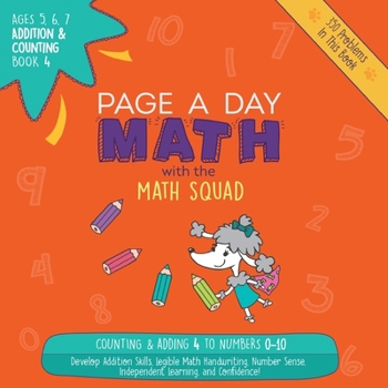 Paperback Page A Day Math: Addition & Counting Book 4: Adding 4 to the Numbers 0-10 Book