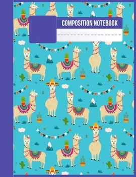 Composition notebook journal cover 8.5" x 11": Cute Wide Ruled Paper Composition Notebook Journal. Adorable  Llama, Cactus & Succulents Wide Blank ... for Home School College for Writing Notes.