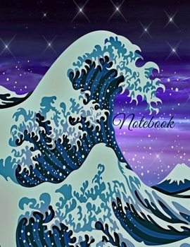 Notebook : Japanese Waves Japan Glitter Purple Lined Notebook Japan Journal for Writing Notes and Journaling Large ( 8. 5 11 Inches) 100 Pages