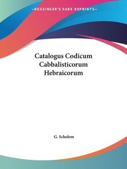 Paperback Catalogus Codicum Cabbalisticorum Hebraicorum [Hebrew] Book