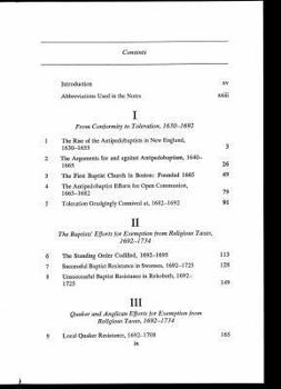 Hardcover New England Dissent, 1630-1833: The Baptists and the Separation of Church and State Book
