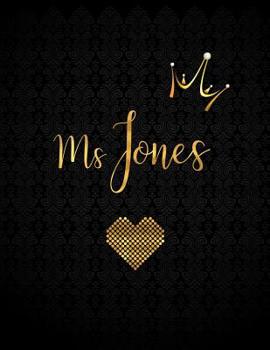 Paperback Ms Jones: Personalized Black XL Journal with Gold Lettering, Girl Names/Initials 8.5x11, Journal Notebook with 110 Inspirational Book