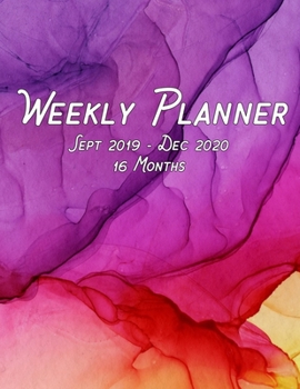 Paperback Weekly Planner Sept 2019 - Dec 2020 16 Months: Large Weekly Planner Notebook Book