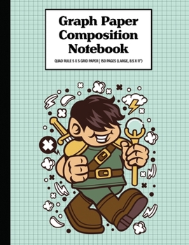 Graph Paper Composition Notebook Quad Rule 5x5 Grid Paper | 150 Sheets (Large, 8.5 x 11"): Knight Kid