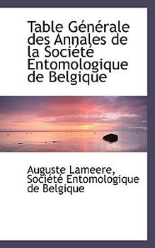 Paperback Table G N Rale Des Annales de La Soci T Entomologique de Belgique Book