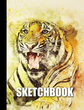 Paperback Sketchbook: Tiger Cover Design - White Paper - 120 Blank Unlined Pages - 8.5" X 11" - Matte Finished Soft Cover Book