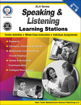 Paperback Speaking and Listening Learning Stations, Grades 6-8 Book