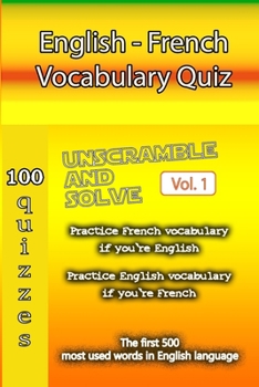 Paperback English - French Vocabulary Quiz - Match the Words - Volume 1 Book