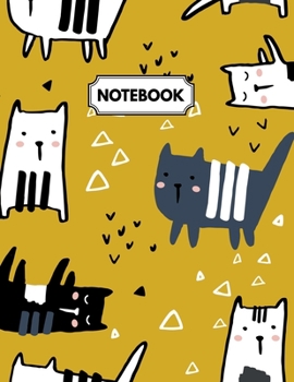 Paperback Notebook: Cute Little Cats Daily Journal, Ruled White Paper, Blank Lined Note Book To Write In Book