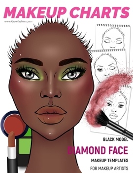 Paperback Makeup Charts - Face Templates for Makeup Artists: Black Model - DIAMOND face shape Book