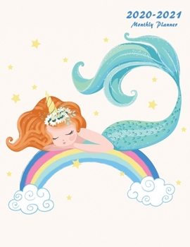 Paperback 2020-2021 Monthly Planner: Large Two Year Planner with Mermaid Cover (Volume 1) Book