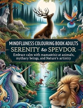 Paperback Mindfulness Coloring Book for Adults: Serenity and Splendor - Embrace Calm with Majestic Animals, Mythical Beings, and Nature's Artistry Book