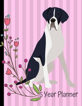 5 Year Planner: 2020 - 2024 Monthly Planner Organizer Undated Calendar And ToDo List Tracker Notebook Great Dane Dog Pink Cover