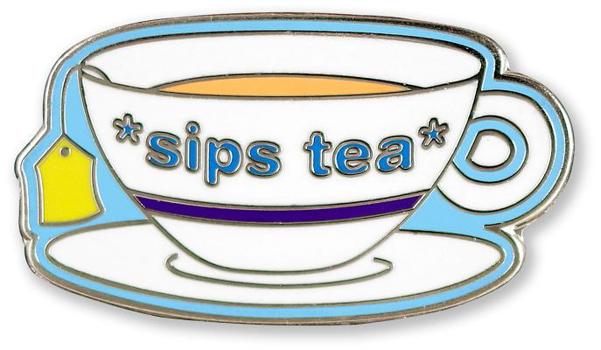Hardcover Enamel Pin Sips Tea Book